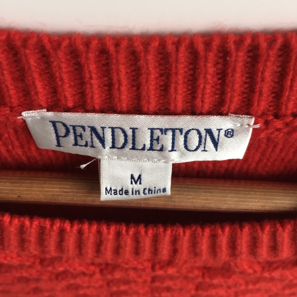 Pendleton Red Honeycomb Cable Knit Wool Nylon Ble… - image 3